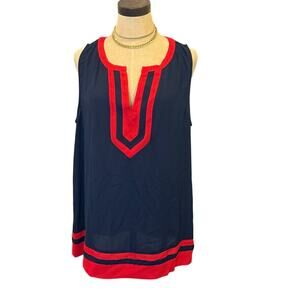 41 HAWTHORNE Red/Blue Tunic Style Top Shirt Women's size XL